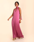 VESTIDO MÁLAGA | Vestido Largo Rosa con Escote Halter | Invitadas THE-ARE