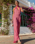 VESTIDO MÁLAGA | Vestido Largo Rosa con Escote Halter | Invitadas THE-ARE