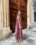 VESTIDO MRS. RIVERA | Vestido Largo Fluido Rosa Maquillaje | Invitadas THE-ARE