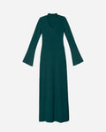 VESTIDO SKYLINES | Vestido Largo de Canalé Ajustado con Manga Larga Verde | THE-ARE