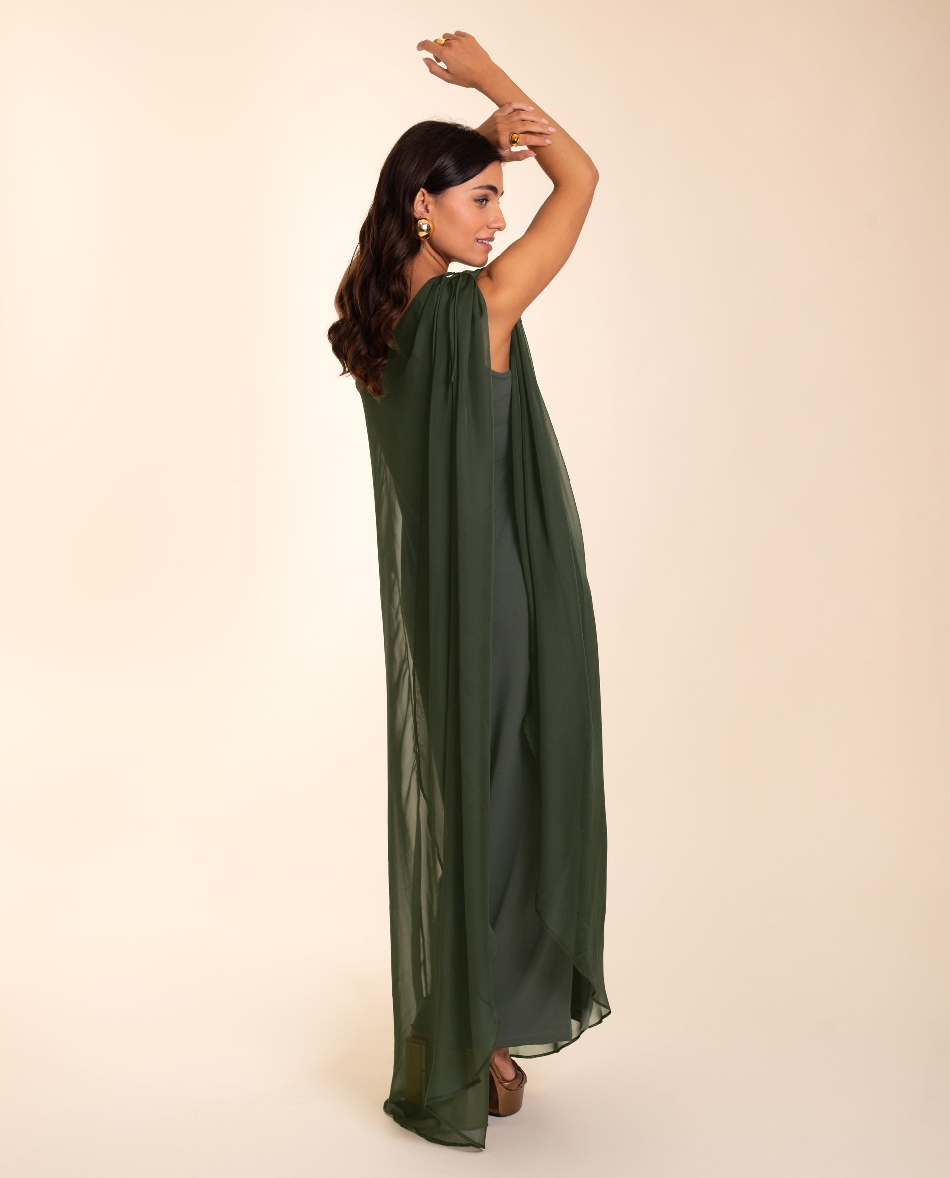 VESTIDO MRS. RIVERA | Vestido Larg Vestido Largo Fluido Verde Elegante | Invitadas THE-ARE