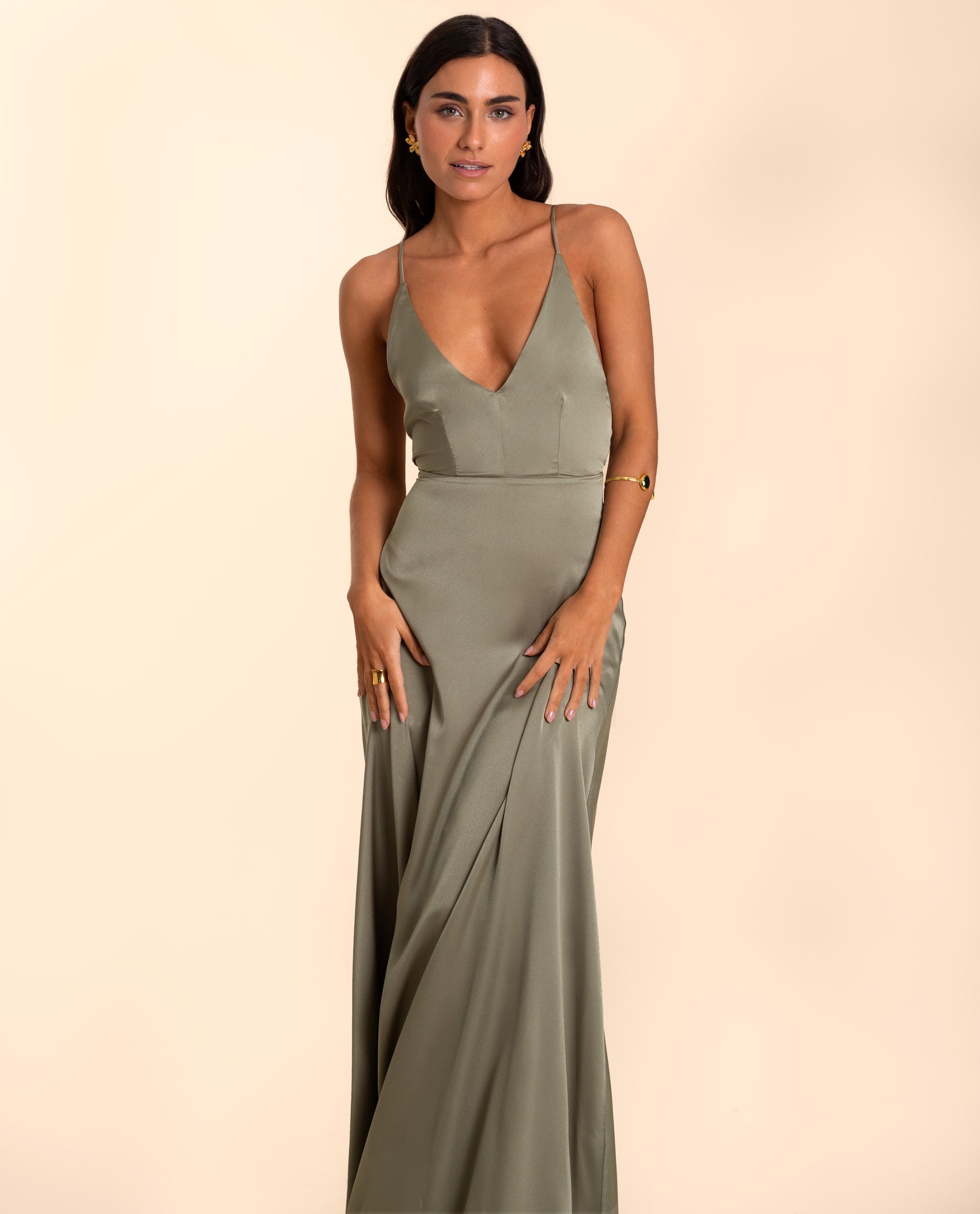 Long Strapless Dress with Bare Backs