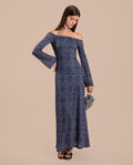 Vestido Estampado con Manga y Escote Palabra Honor | Invitadas THE-ARE