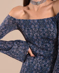 Vestido Estampado con Manga y Escote Palabra Honor | Invitadas THE-ARE