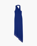 VESTIDO ALHAMBRA | Vestido Midi Azul Asimétrico con Fular | Invitadas THE-ARE