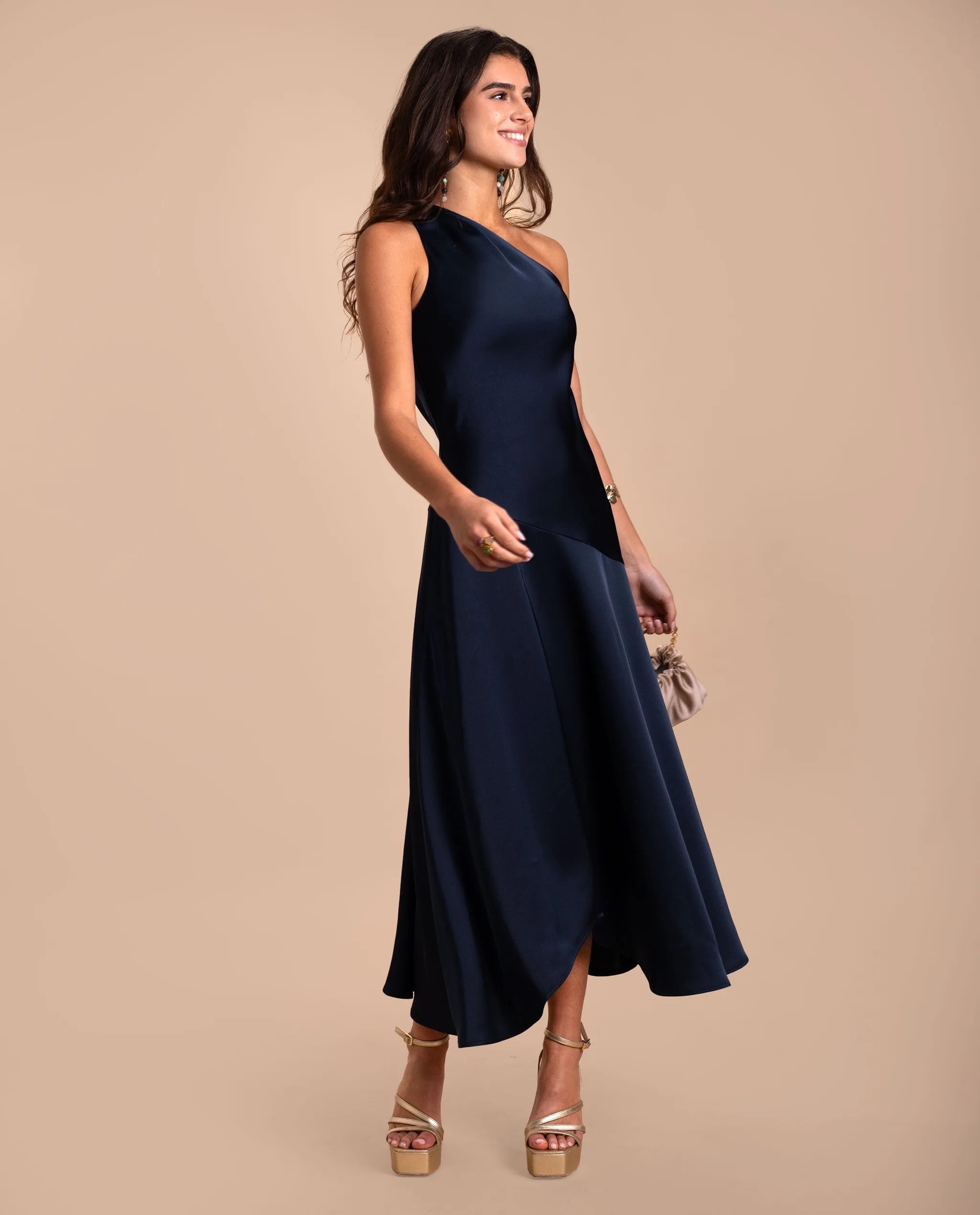 navy blue midi cocktail dress Dreamy Date Night Navy Blue Sleeveless Midi Dress