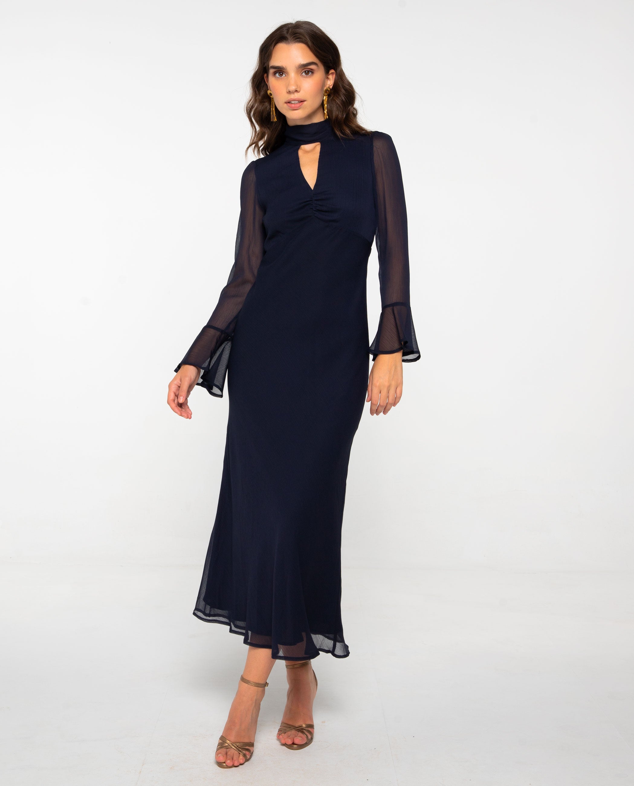 Vestito midi grigio a fantasia Lingerie Ospiti THE-ARE