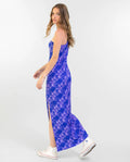 SUNRISE DRESS : Green and Purple Printed Midi Dress : Summer Collection THE-ARE