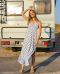 CRETA DRESS | White Halter Midi Dress with Open Back | THE-ARE Summer Collection