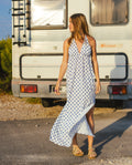 CRETA DRESS | White Halter Midi Dress with Open Back | THE-ARE Summer Collection