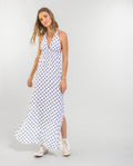 CRETA DRESS | White Halter Midi Dress with Open Back | THE-ARE Summer Collection
