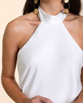 Vestido Blanco Midi Elegante Halter | Invitadas THE-ARE