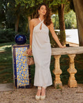 Vestido Plumeti Midi Blanco con Volante | Invitadas THE-ARE