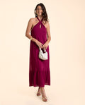 Vestido Plumeti Midi Ciruela con Volante | Invitadas THE-ARE