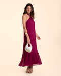 Vestido Plumeti Midi Ciruela con Volante | Invitadas THE-ARE