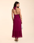 Vestido Plumeti Midi Ciruela con Volante | Invitadas THE-ARE