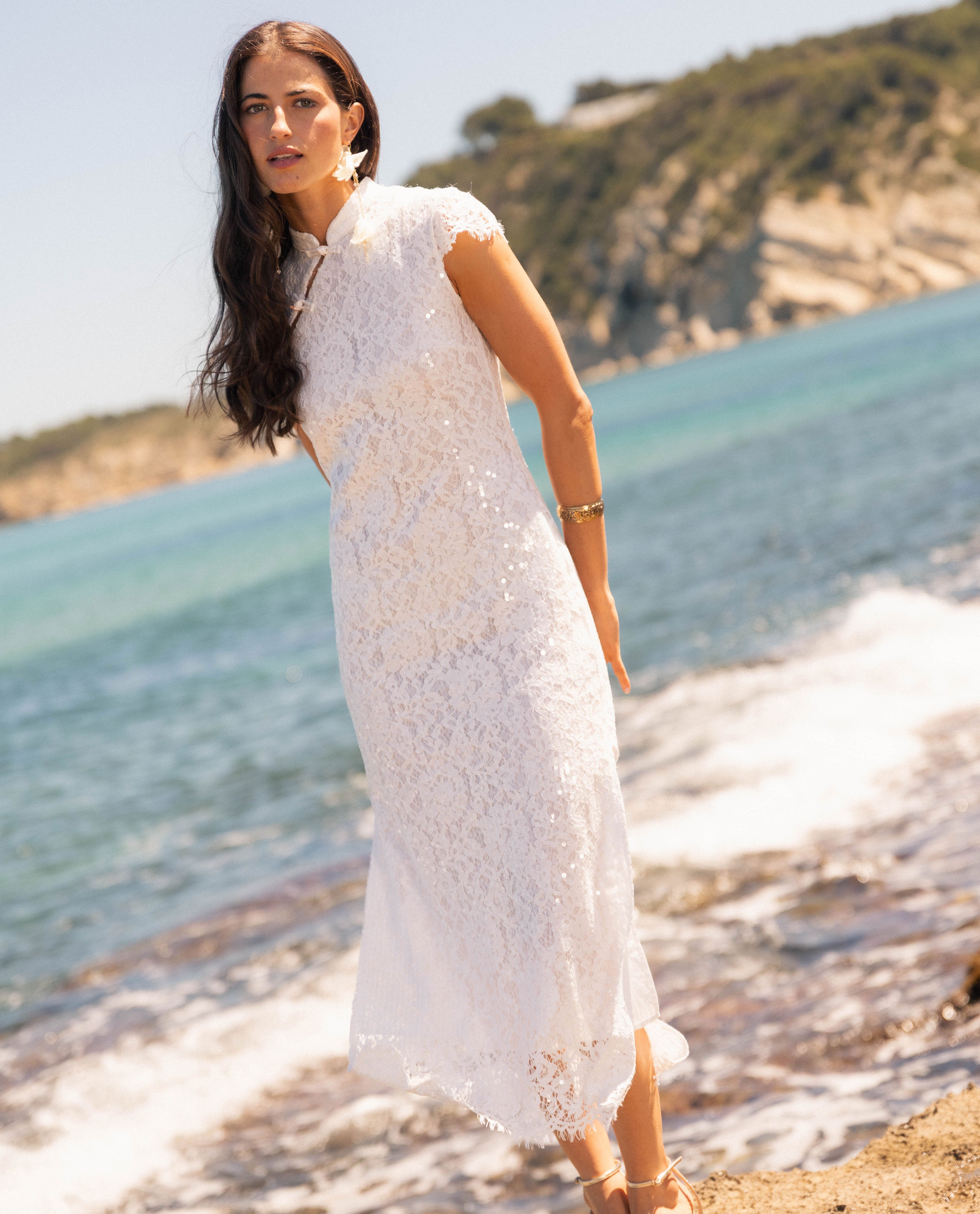 vestido midi dress VESTIDO MIDI BRANCO EFEITO BALO