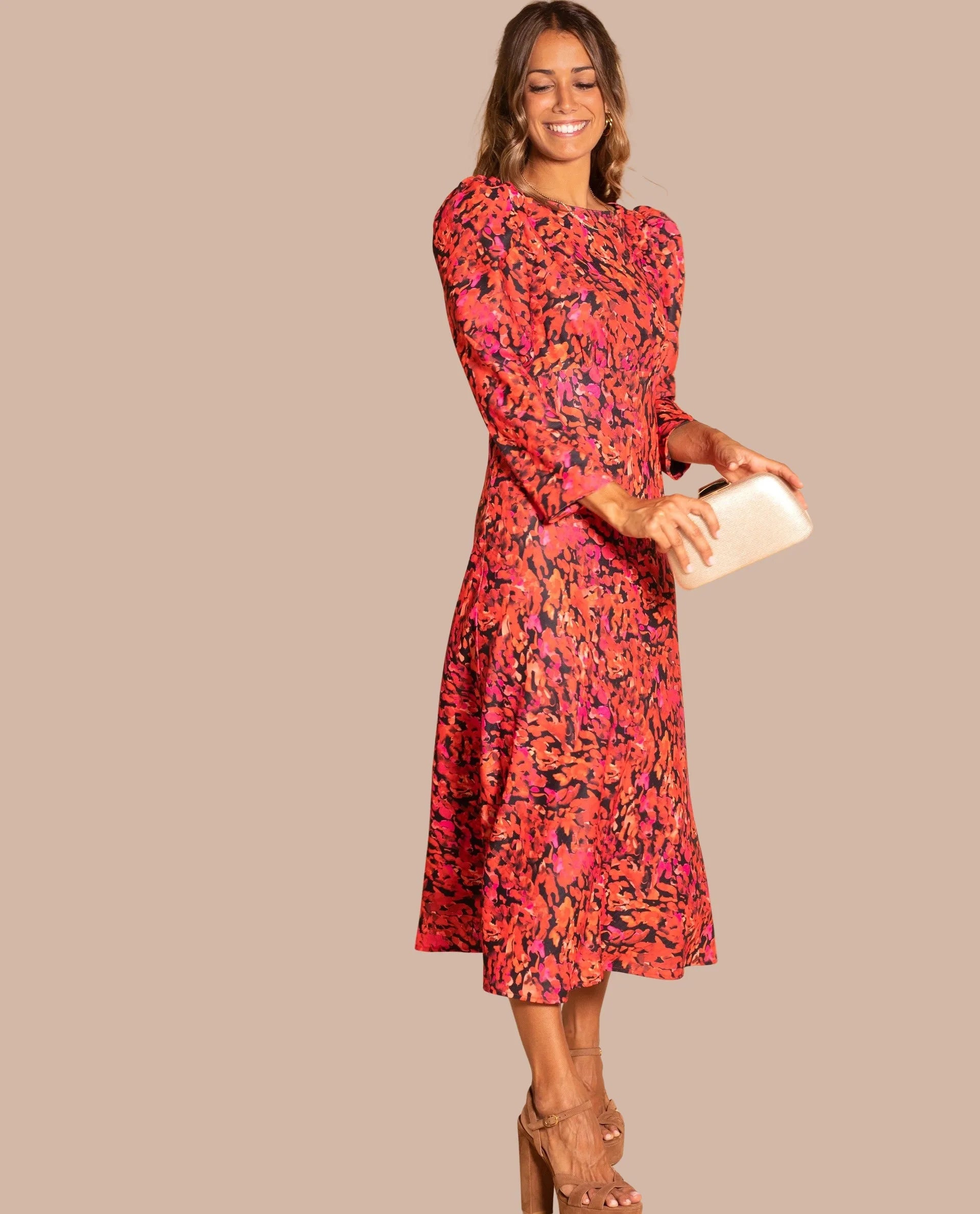 Abito Donna VERWIN Con Volant E Scollo Rotondo - Elegante Per Serate Abito Donna VERWIN Con Volant E Scollo Rotondo - Elegante Per Serate