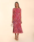 VESTIDO MRS. ARANDA | Vestido Midi Estampado de Invitadas con Manga Larga | THE-ARE
