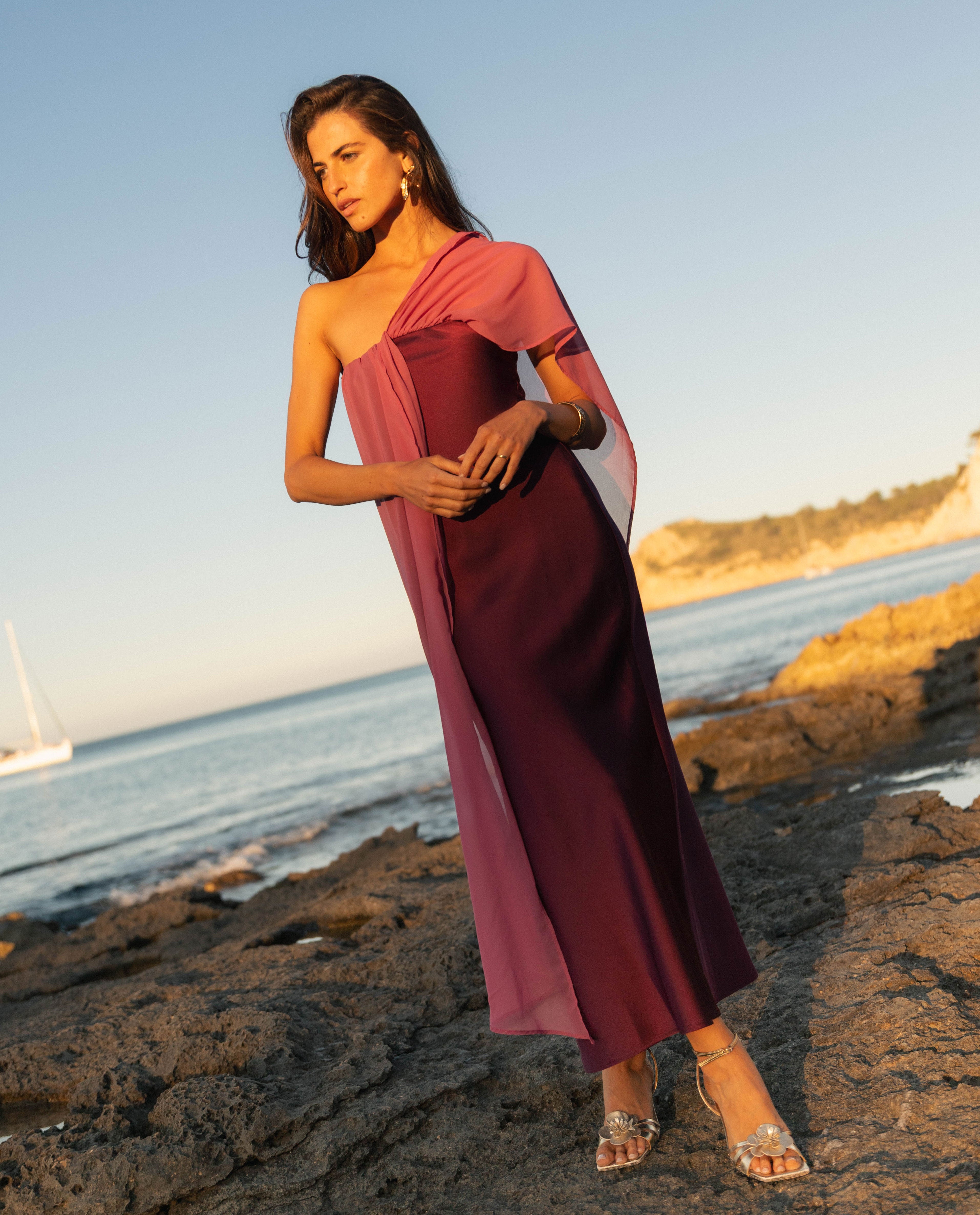 Strapless Satin Maxi Dress