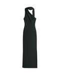 Vestido Midi Gris Asimétrico con Lazada al Cuello | Invitadas THE-ARE