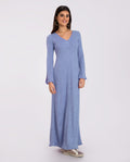Vestido Largo de Punto Lila con Manga | THE-ARE