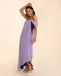 VESTIDO ALMERÍA | Vestido Midi Morado Escote Bardot | Invitadas THE-ARE
