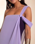 VESTIDO ALMERÍA | Vestido Midi Morado Escote Bardot | Invitadas THE-ARE