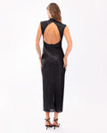 Vestido Midi Negro con Brillo y Espalda Descubierta | Vestidos Navidad THE-ARE