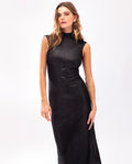 Vestido Midi Negro con Brillo y Espalda Descubierta | Vestidos Navidad THE-ARE