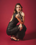 Vestido Midi Negro con Brillo y Espalda Descubierta | Vestidos Navidad THE-ARE