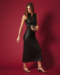 Vestido Midi Negro con Brillo y Espalda Descubierta | Vestidos Navidad THE-ARE