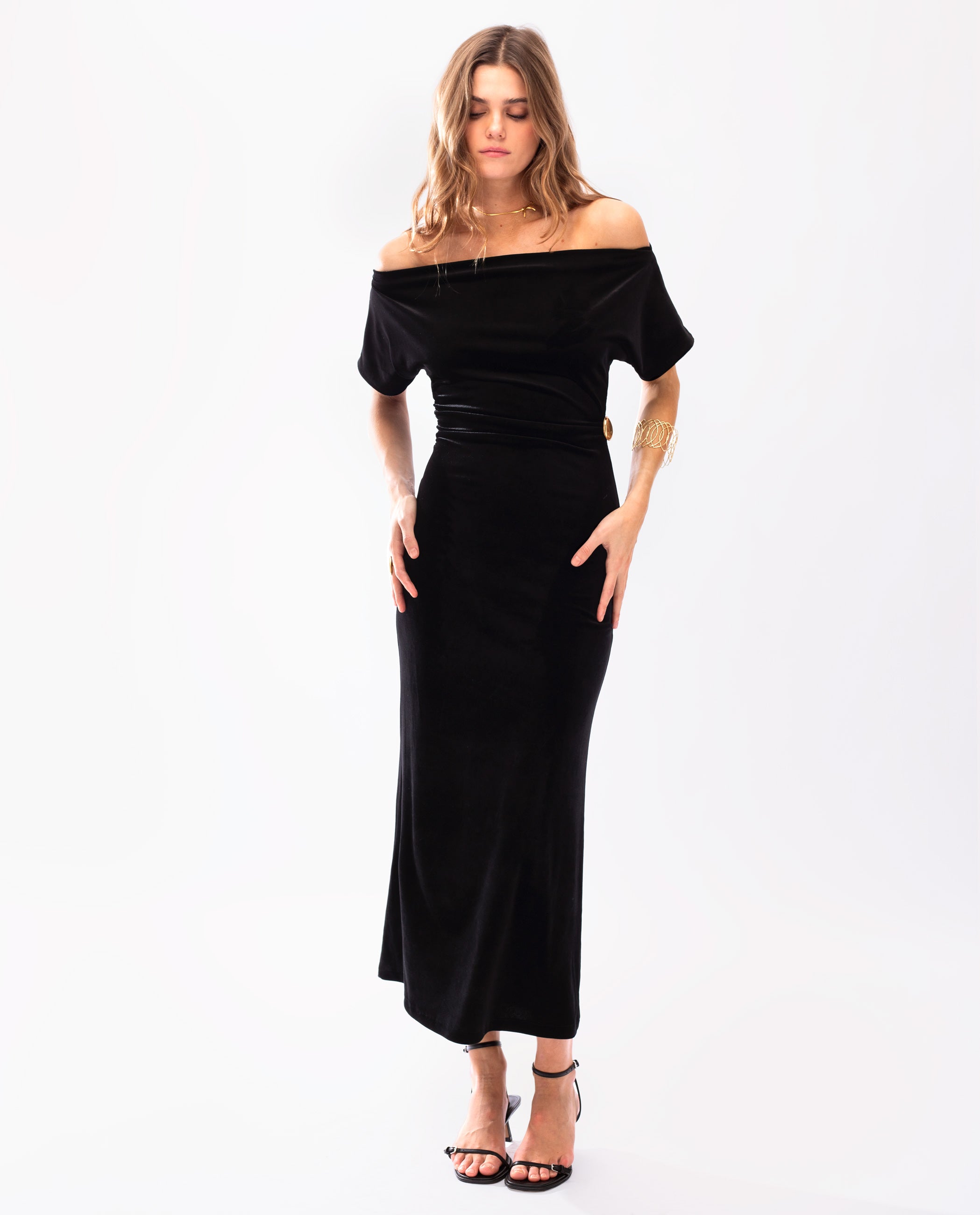 Black Velvet Midi Dress