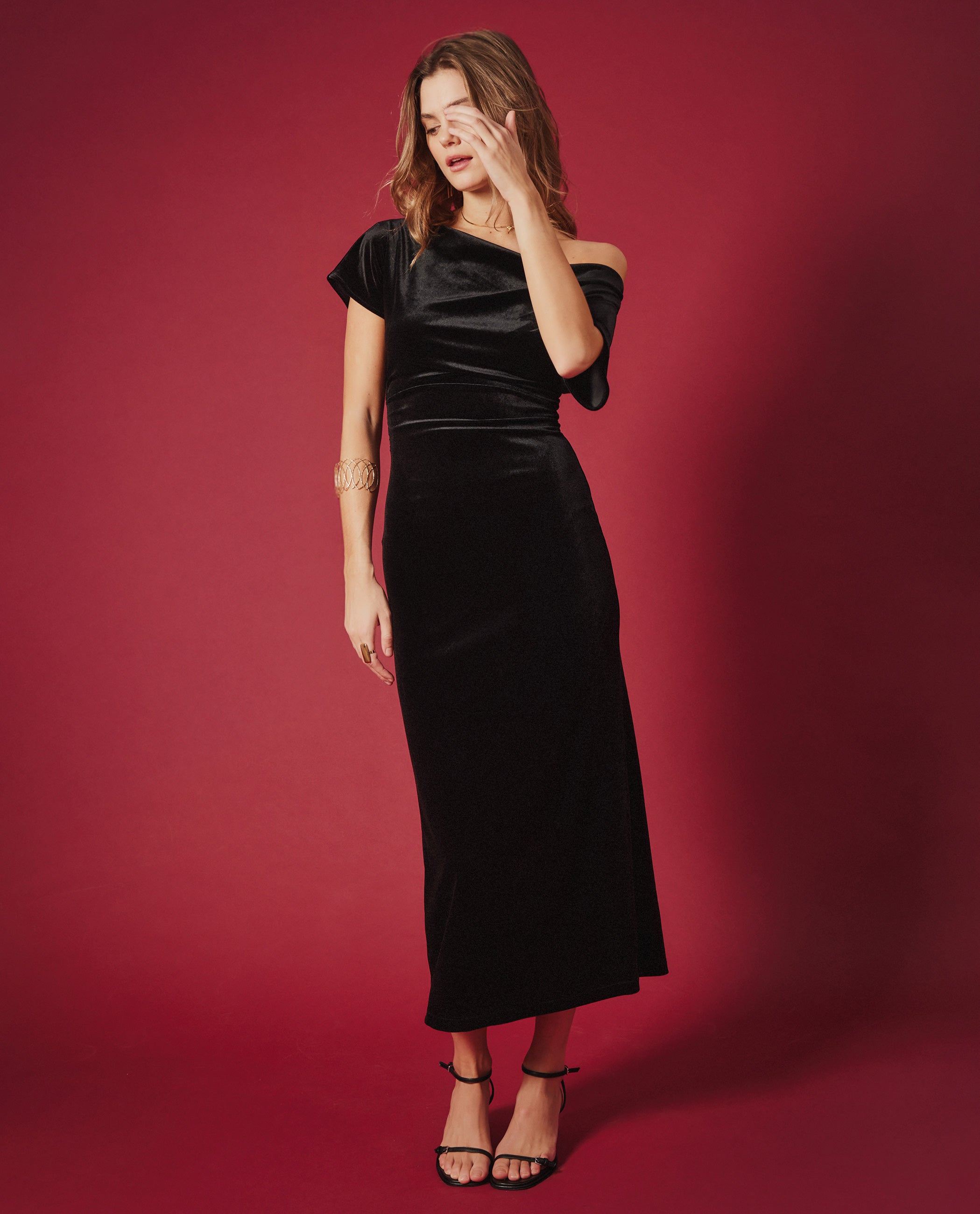 Black Velvet Midi Dress