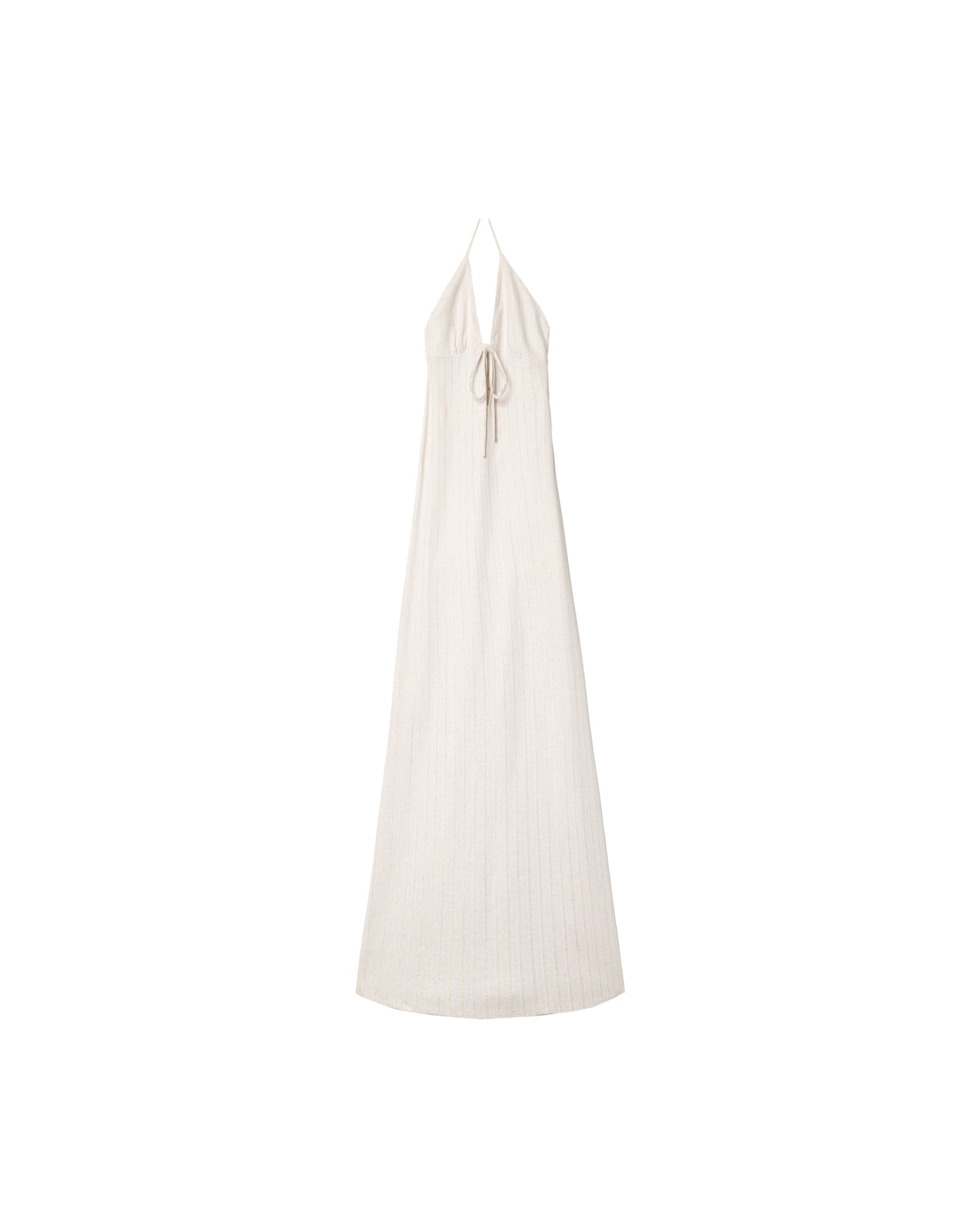 Beige Sparkly Long Halter Neckline Dress