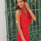 VESTIDO LUCENA | Vestido Rojo Midi Escote Cruzado y Espalda Abierta | Invitadas THE-ARE