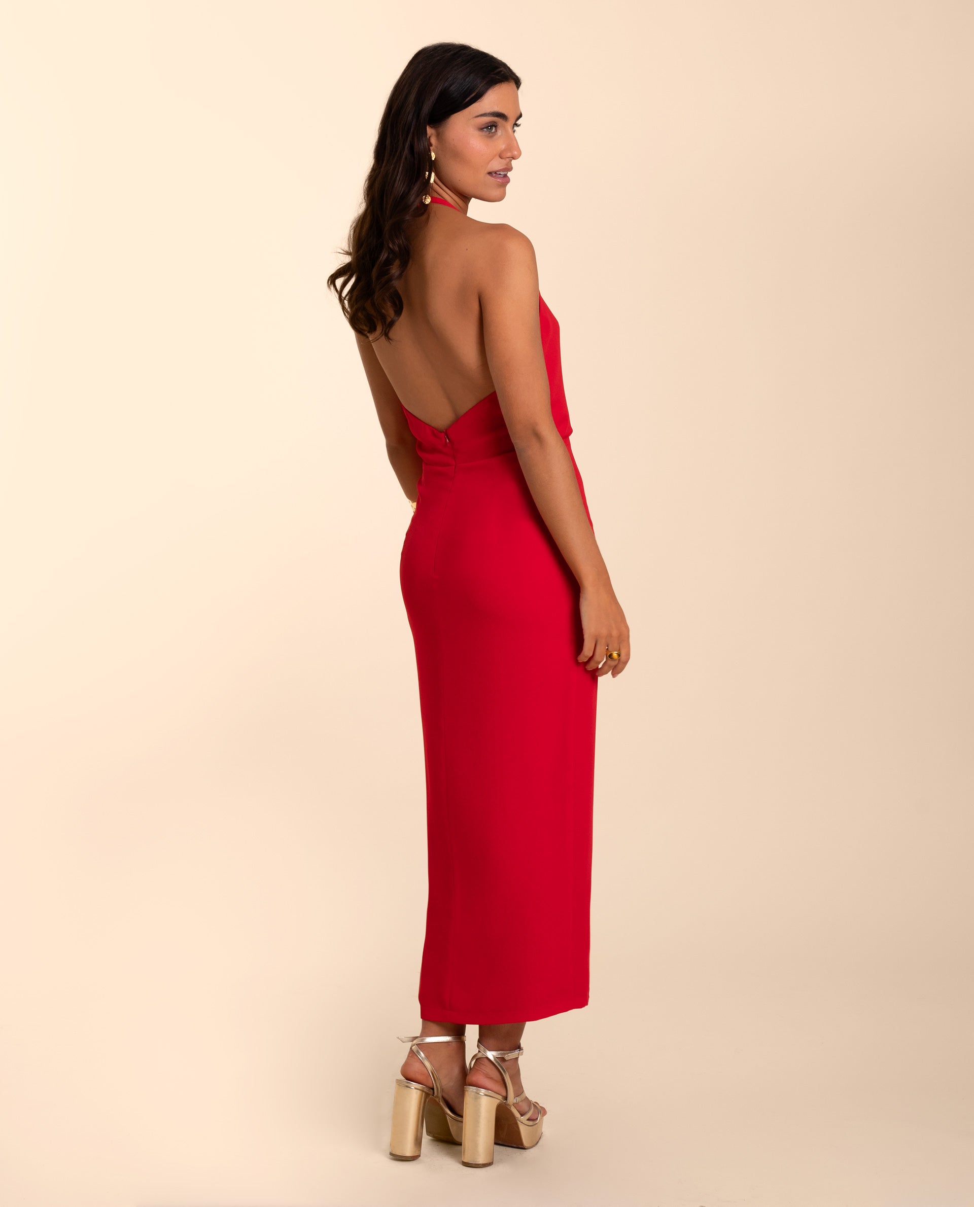 Tiffany Espalda Abierta Gasa Vestido Con Escote En V Jade main image 1