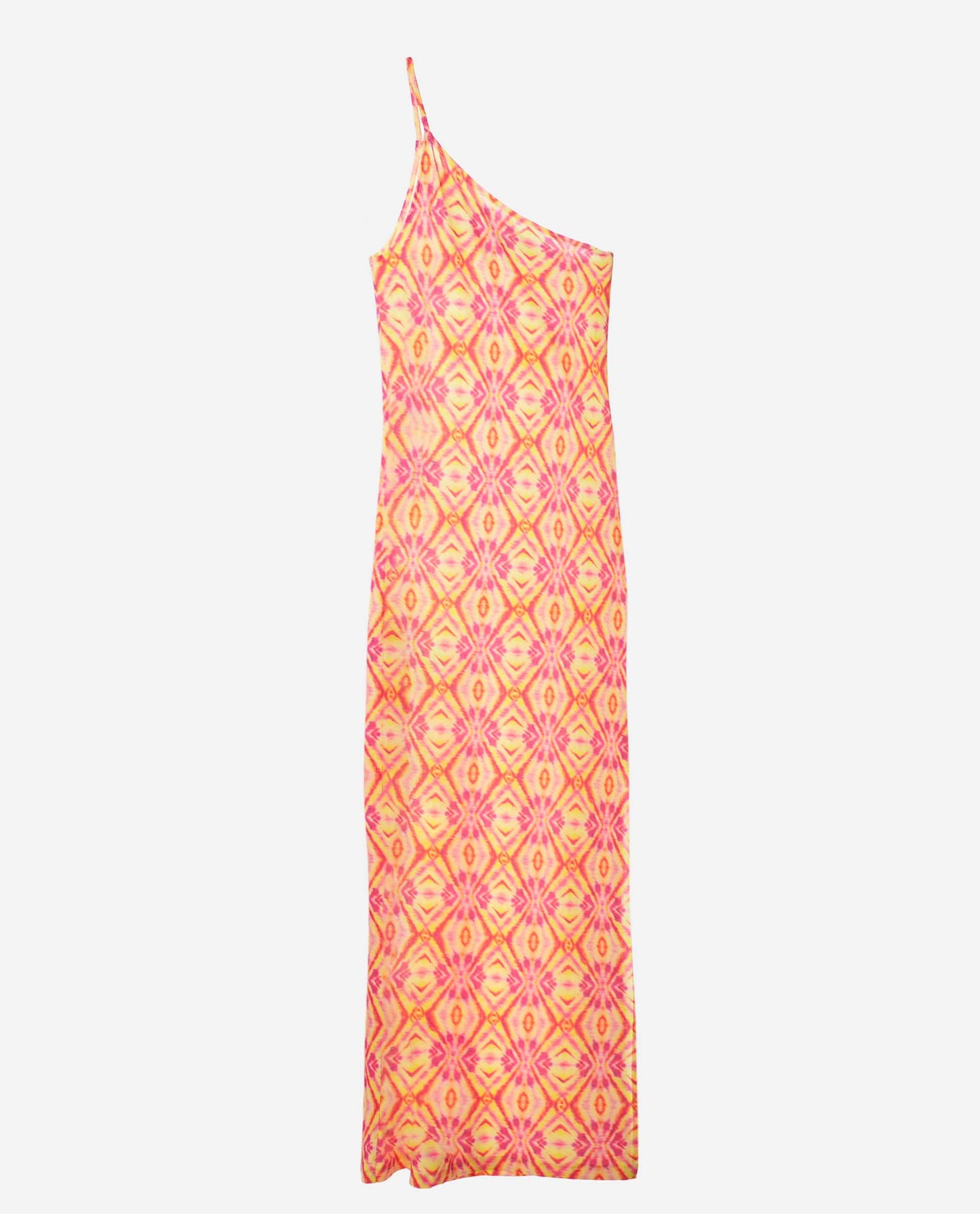 VESTIDO SUNRISE | Vestido Midi Amarillo y Rosa Estampado | Colección Verano THE-ARE