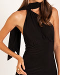 VESTIDO TAKE IT EASY | Vestido Mini Negro Lazada al Cuello | Fiesta Mujer THE-ARE