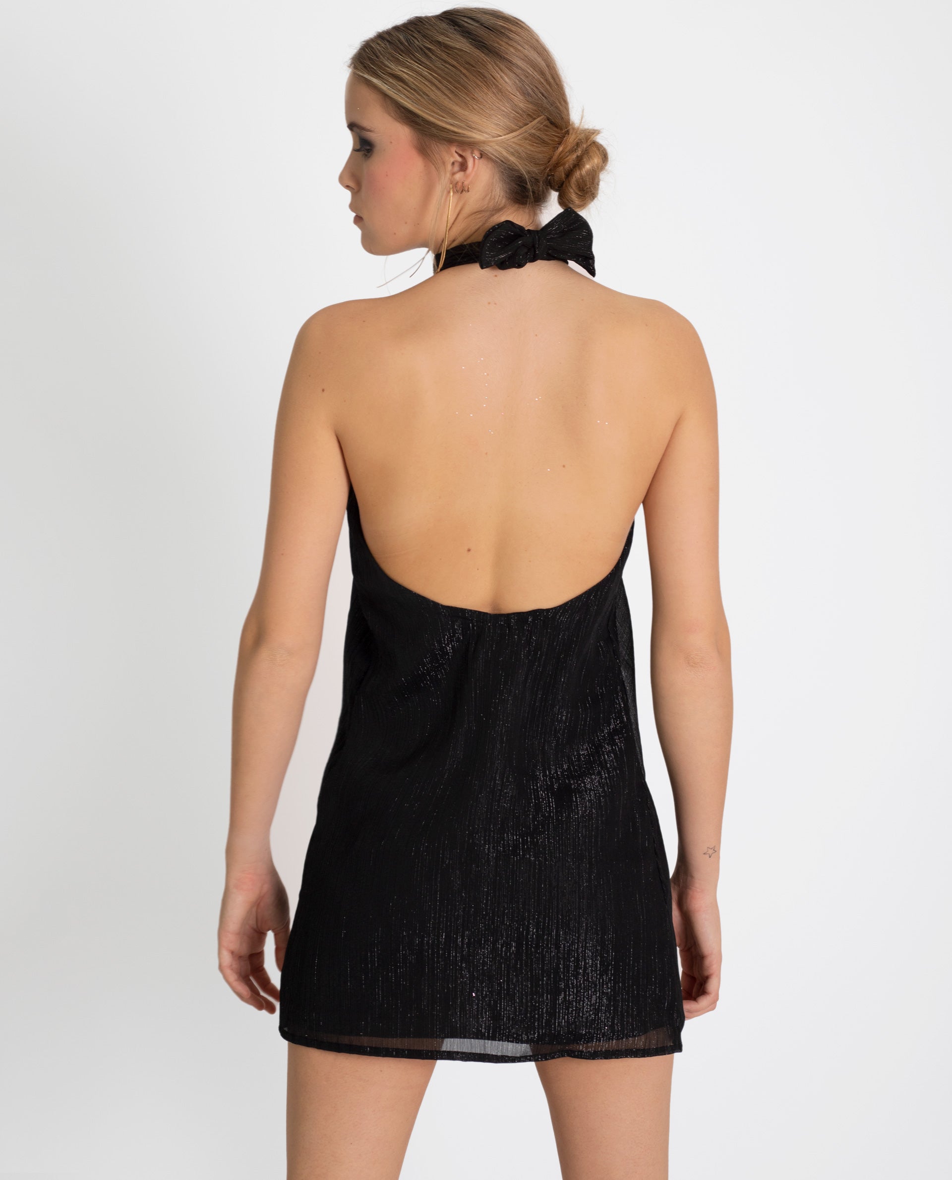 Black Sleeveless Halter Short Dress Fall Collection THE-ARE