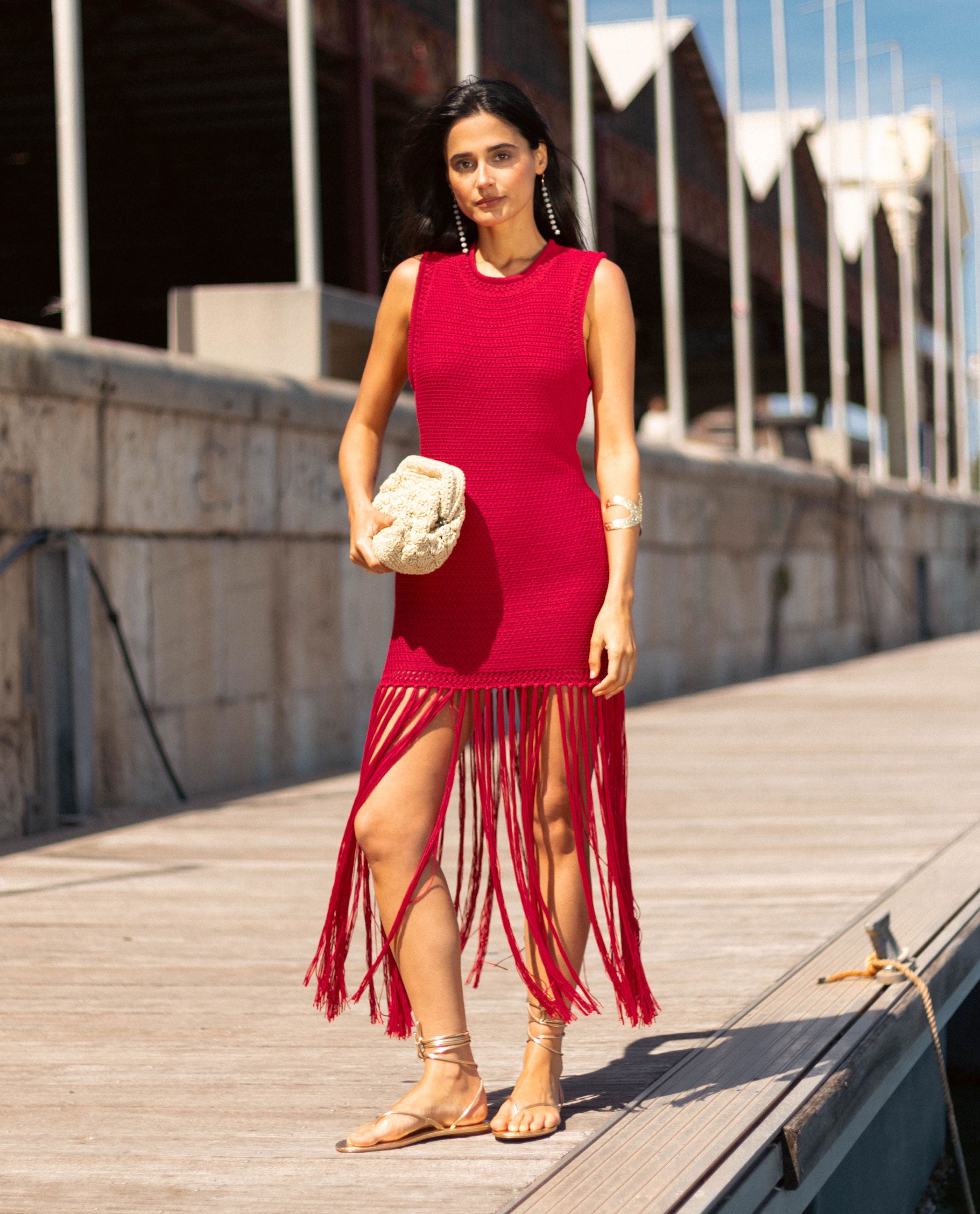 Knitted Dress with Fringe
