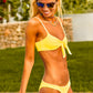 BIKINI TARIFA | Bikini bandeau tirantes amarillo fluor multiposición mujer | THE-ARE