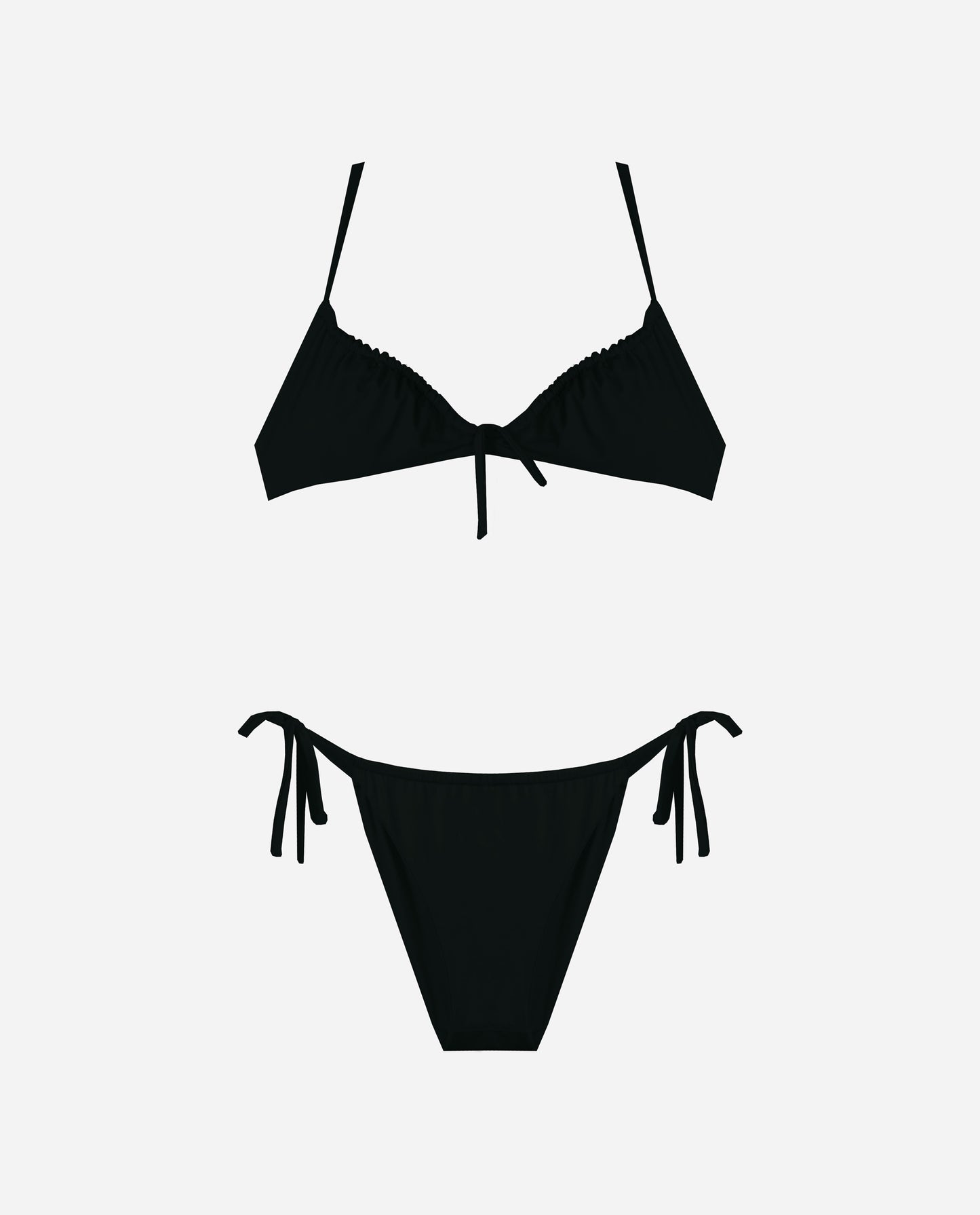 BIKINI MORE SUN | Bikini Negro Frunces Braga Brasileña | Bikinis Bañadores 2021 THE-ARE