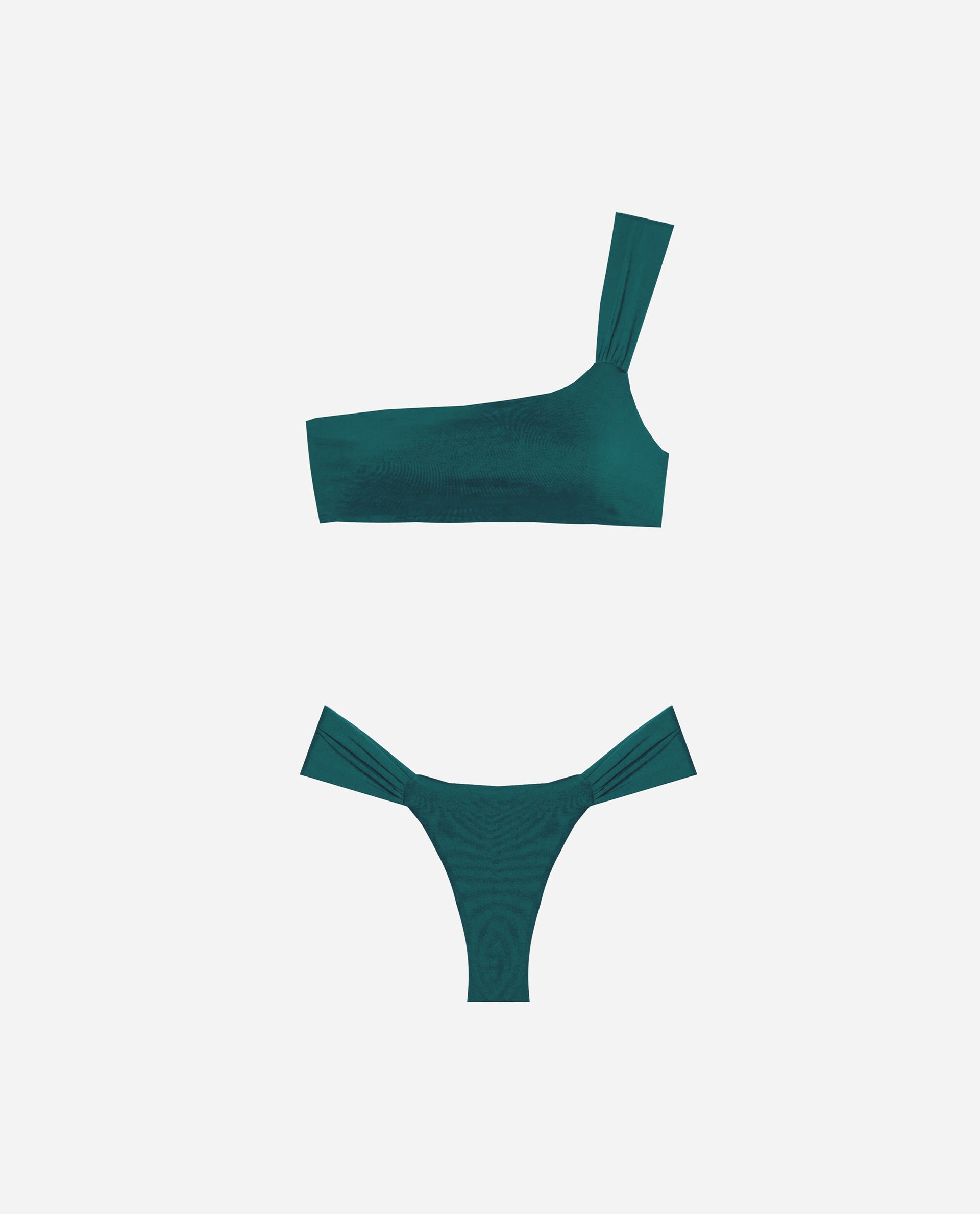 BIKINI NICKNAME | Bikini Asimétrico Verde con Fruncidos | Bikinis y Bañadores THE-ARE