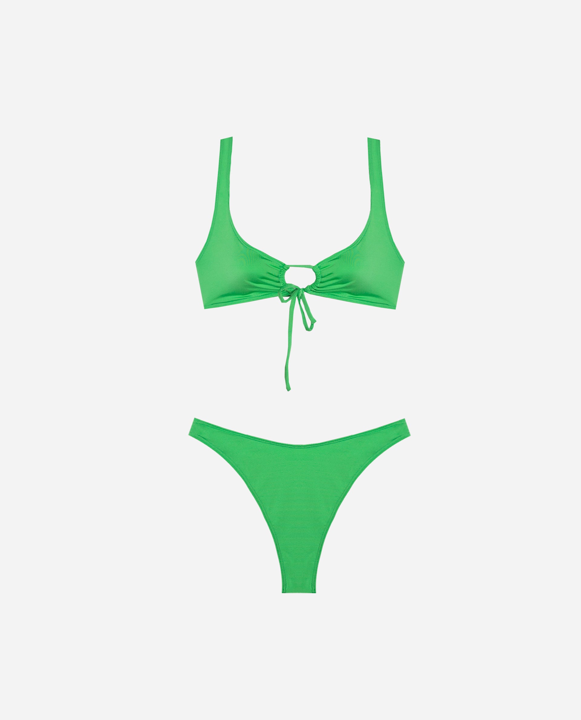 BIKINI TWENTIES | Bikini Verde con Escote Fruncido | Bikinis y Bañadores THE-ARE