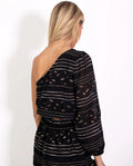 BLUSA MAKE A WISH | Blusa Negra Asimétrica con Dorado | Colección Navidad THE-ARE