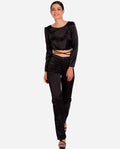 BLUSA MAKE AN IMPACT : Black Satin Blouse with Open Back : THE-ARE Party Collection