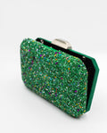 CLUTCH ECSTATIC | Clutch Verde Pedrería con Cadena Plata | THE-ARE