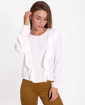 BLUSA INSPIRE | Blusa Blanca con Volantes de Manga Larga Romántica | THE-ARE