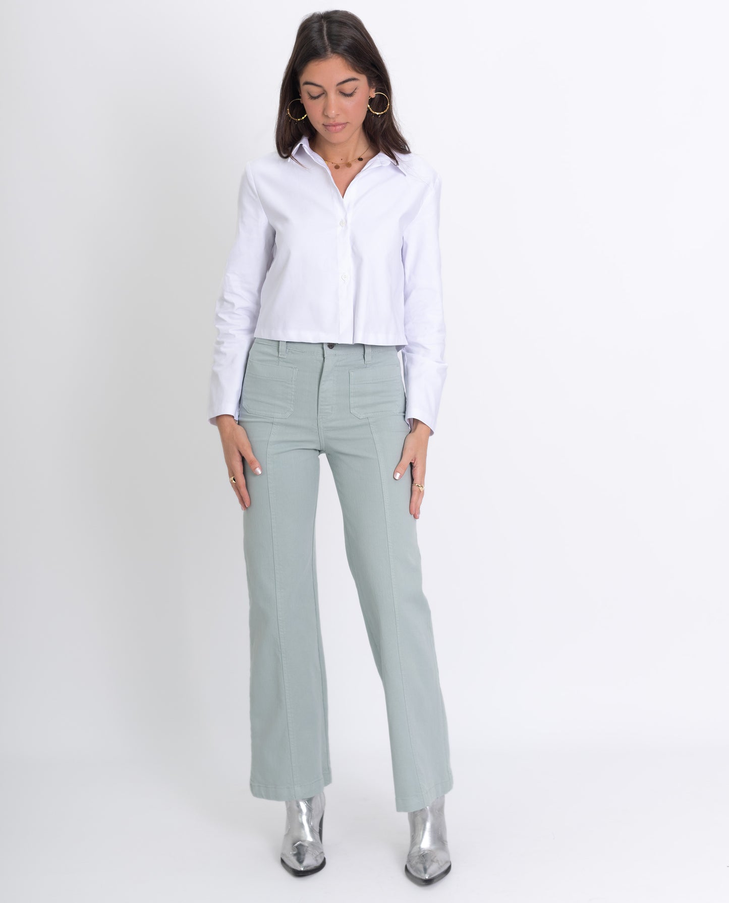 CAMISA CHANGES | Camisa Blanca Cropped de Mujer con Botones | THE-ARE